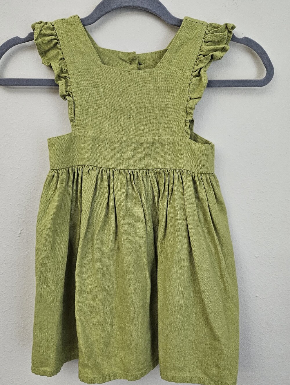 Girls' Wren & james Olive Green Ruffle Strap Dress Size 3/4